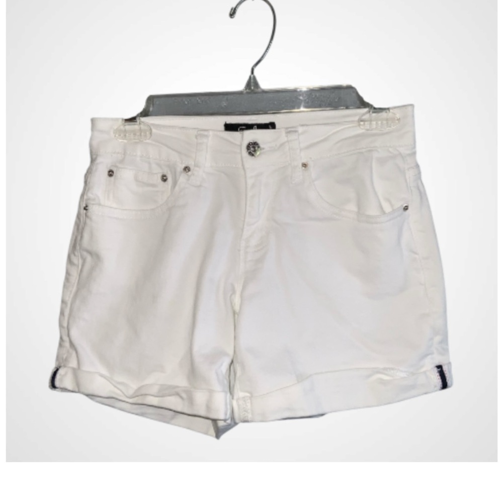 Earl Jeans Women's White Jean Cuffed Mid Rise Stretchy Shorts Size 2P